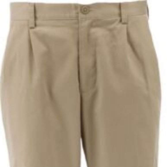 NWT LANDS' END UNIFORM BOY'S IRON KNEE PLEATED CHINO PANTS KHAKI 20X30 - Picture 2 of 9